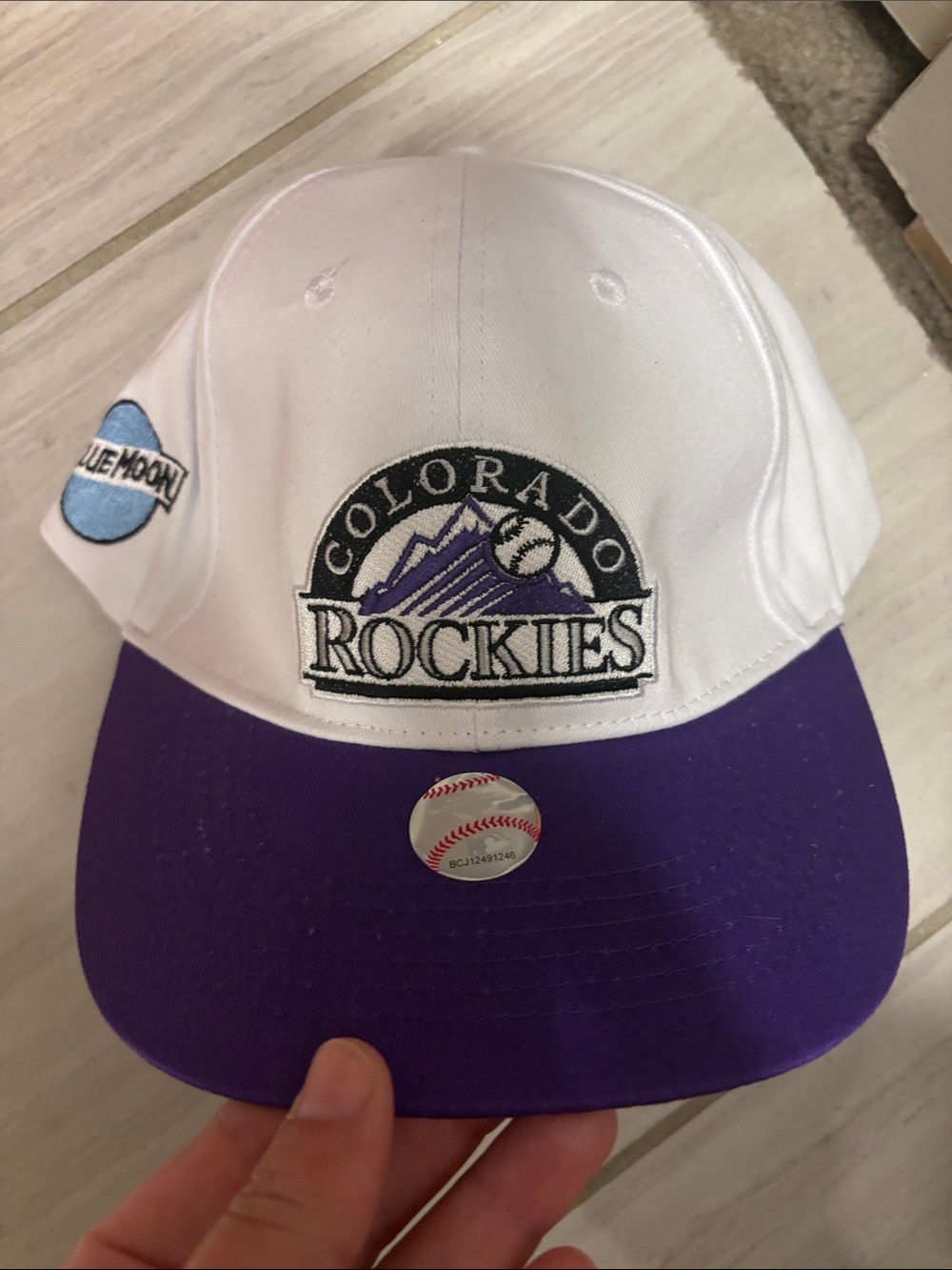 Colorado Rockies X Blue Moon White and Purple Baseball Cap